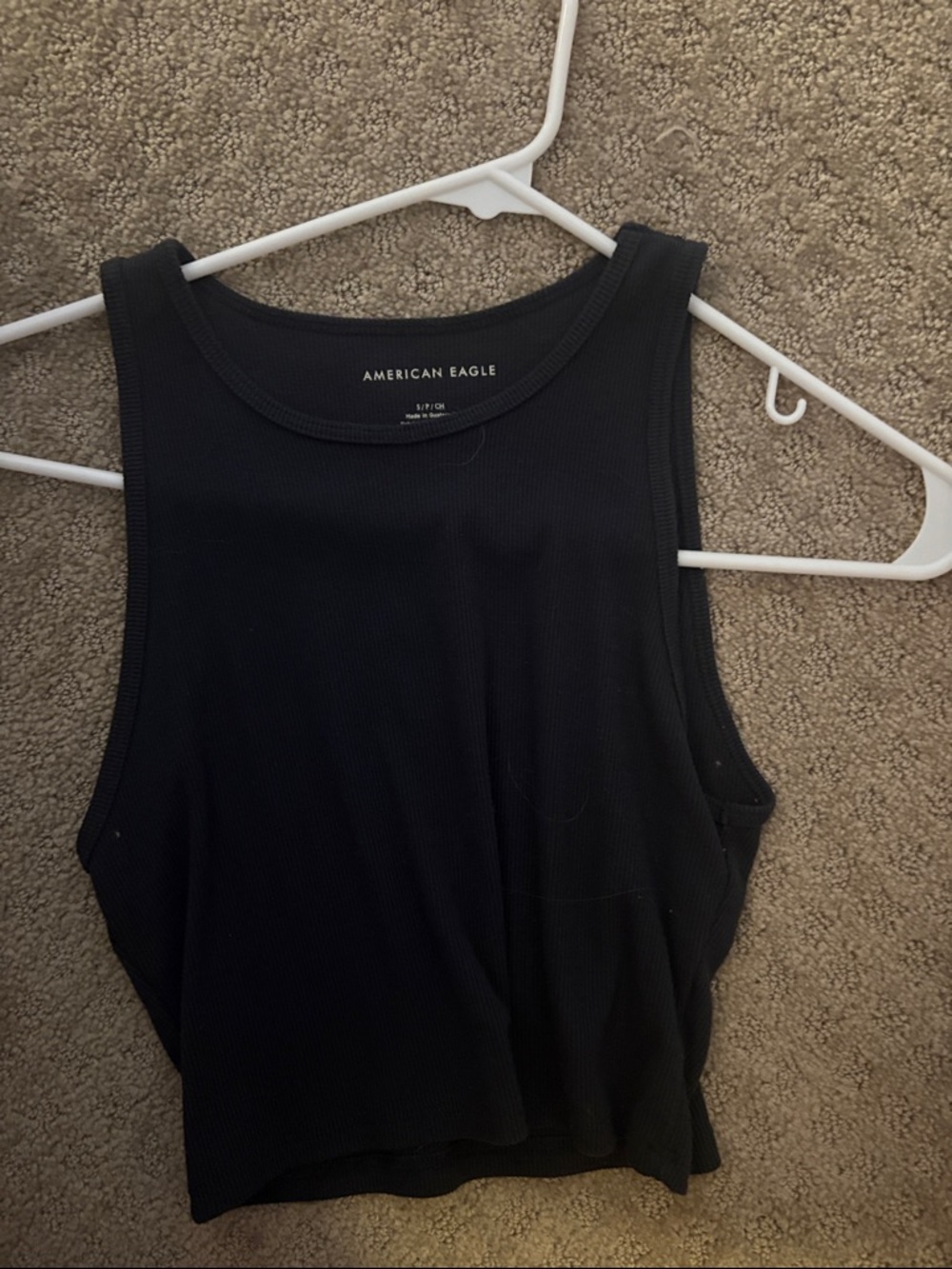American Eagle Outfitters Black Ribbed Crop Tank